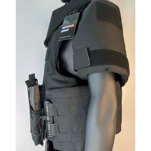 Бронежилет разгрузочный UNIVERSAL ARMOR в Ачинске (СВМПЭ + бронеплиты Бр5 класса) черный