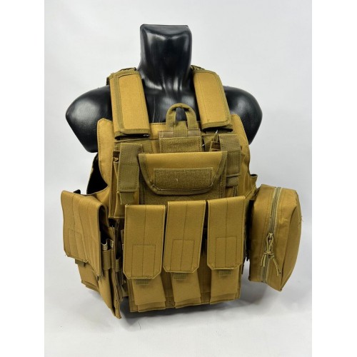 Тактический разгрузочный жилет «5 / пять карманов» с подсумками Tactical Molle Plate Carrier для съемных бронепластин в Ачинске